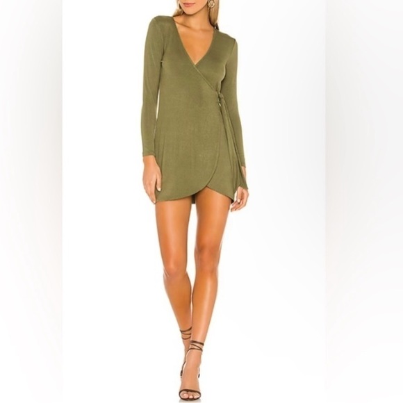 Privacy Please Dresses & Skirts - Privacy Please | NWT Piper Revolve Olive Green Super Soft Faux Wrap Mini Dress M
